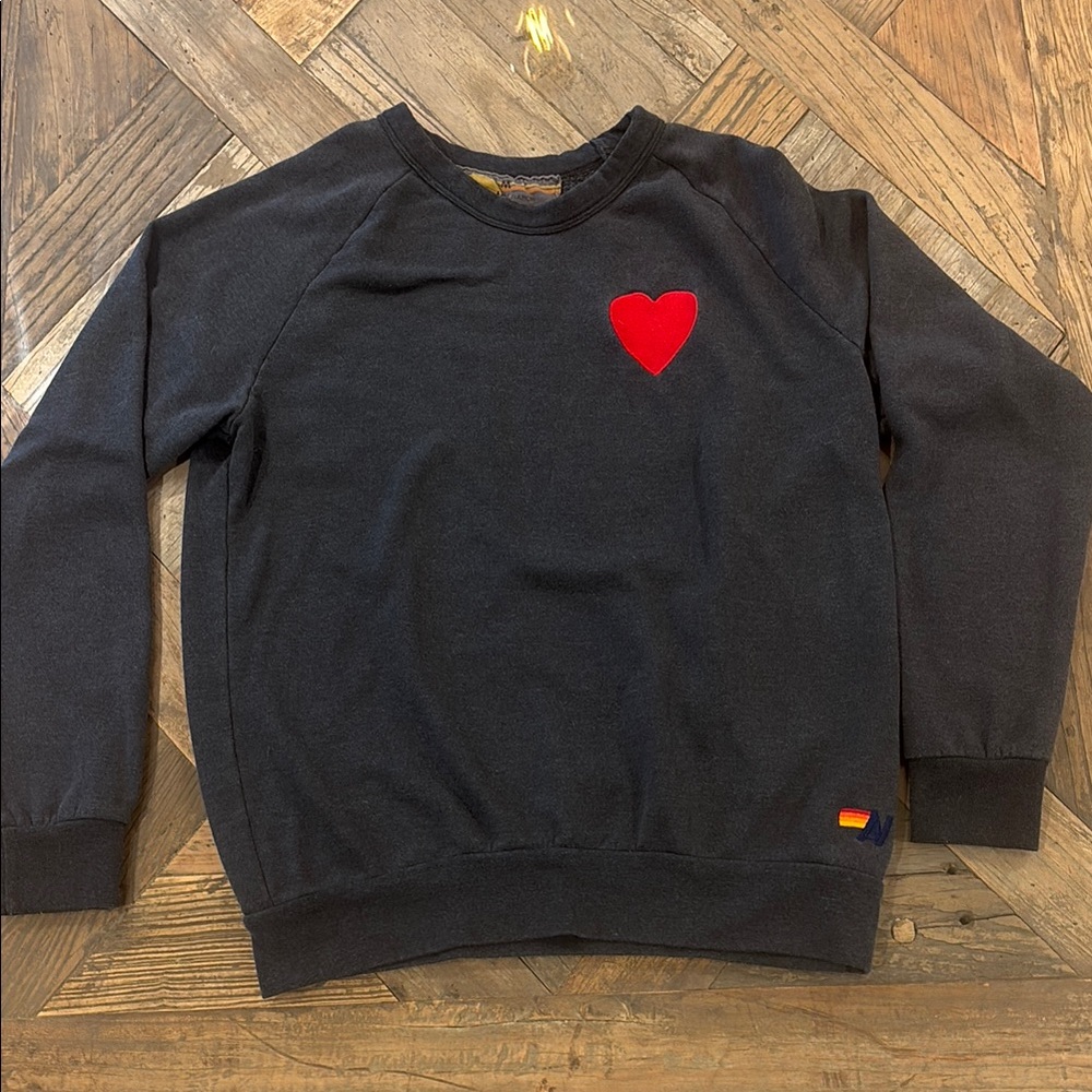 Aviator Nation charcoal sweatshirt heart size M